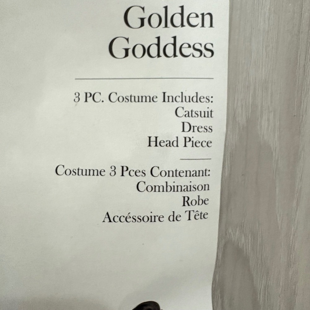 Leg Avenue Golden Goddess Costume Size S/P 3 Piece Catsuit Dress Headpiece - Picture 12 of 12